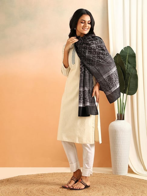Fabindia Grey Silk Tie & Dye Stole-picture-27