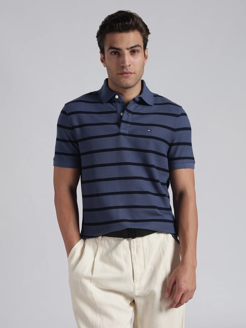 Tommy Hilfiger Blue Striped Regular Fit Polo T-Shirt-picture-21