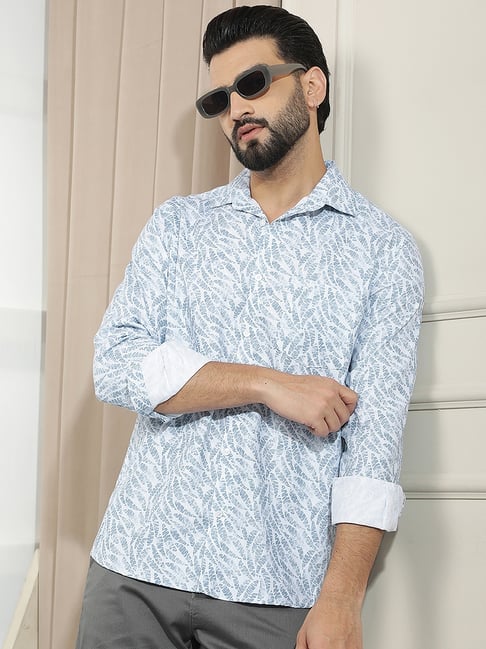 Crimsoune Club Blue Slim Fit Graphic Print Shirt-picture-42