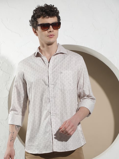 Crimsoune Club Beige Slim Fit Printed Shirt-picture-16