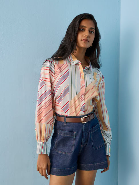 LOV by Westside Multicolour Striped Cotton Shirt-picture-22