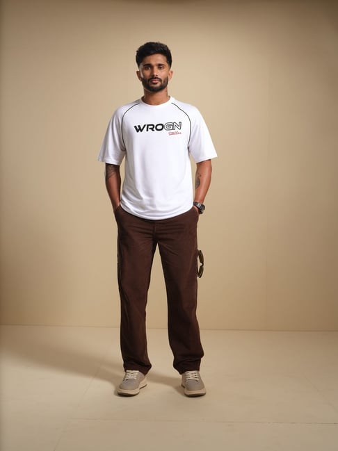 WROGN Mens White Oversized Printed T Shirt-picture-25