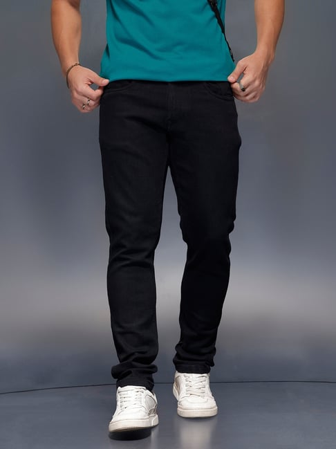 Wrogn Mens Black Slim Solid Jeans-picture-43