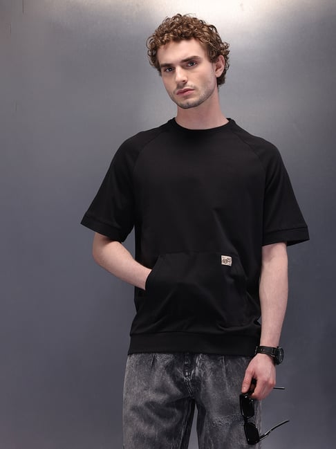 WROGN Mens Black Oversized Solid T Shirt-picture-11