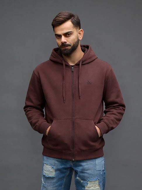 Wrogn Mens Brown Relaxed Solid Hoodie-picture-34