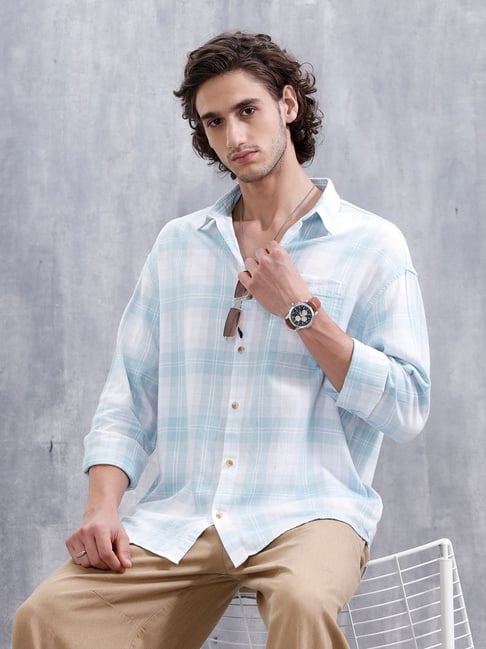 Wrogn Mens White Slim Checked Shirt-picture-41