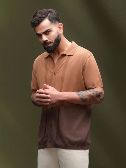 Wrogn Mens Brown Slim Solid Cotton Shirt-picture-23