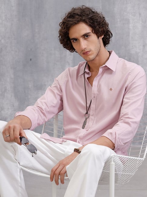 Wrogn Mens Pink Slim Solid Shirt-picture-43