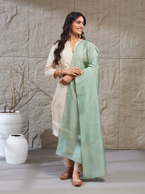 Fabindia Light Green Dupatta-picture-19