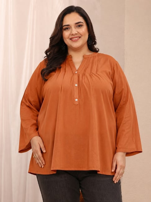 Extra Love By Libas Orange Straight Fit Tunic