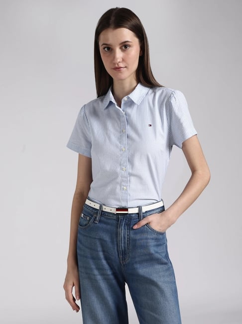 Tommy Hilfiger Blue Striped Regular Fit Shirt-picture-44