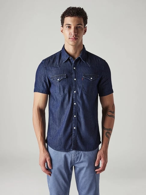 Levi's Men's Solid Slim Fit Denim Shirt-picture-27