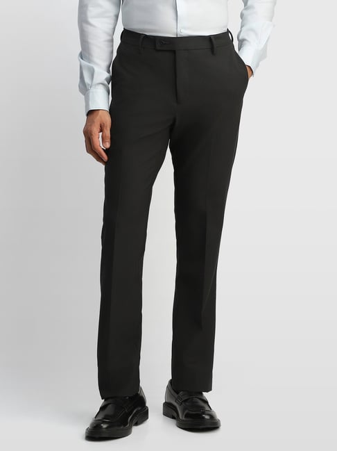 Arrow Black Regular Fit Trousers-picture-35