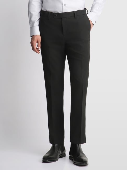 Arrow Black Regular Fit Trousers-picture-34