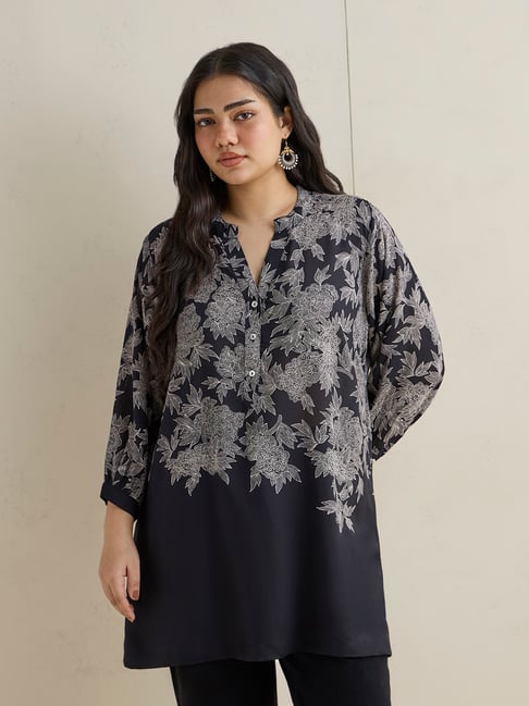 Diza by Westside Black Floral Printed Tunic-picture-14