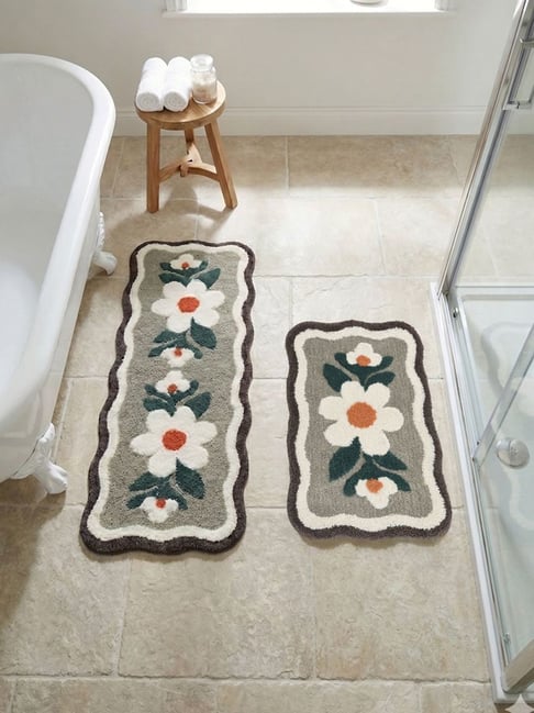 Saral Home Bellis Microfiber Brown & White Runner(120 L x 45 W cm)