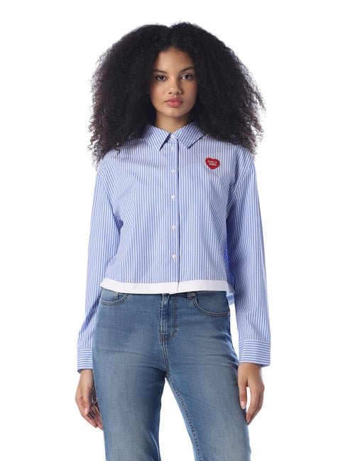 Only Blue Cotton Striped Shirt-picture-40