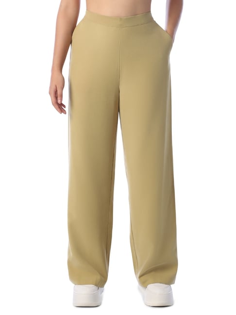 Only Khaki Viscose Regular Fit High Trousers-picture-11