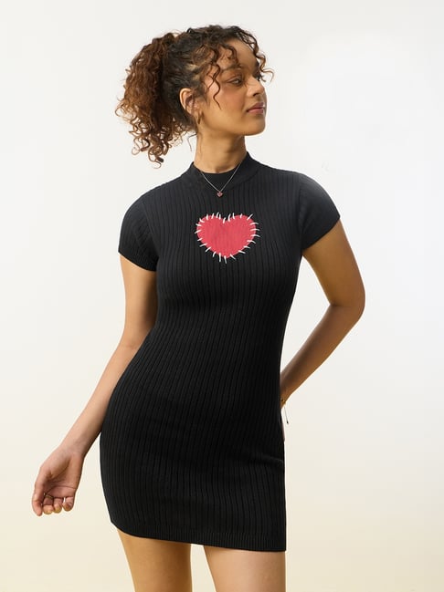 The Souled Store Black Cotton Embroidered Dress-picture-42