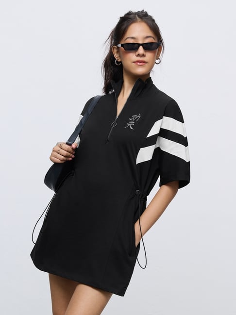 The Souled Store Black Cotton Colourblocked Dress-picture-43