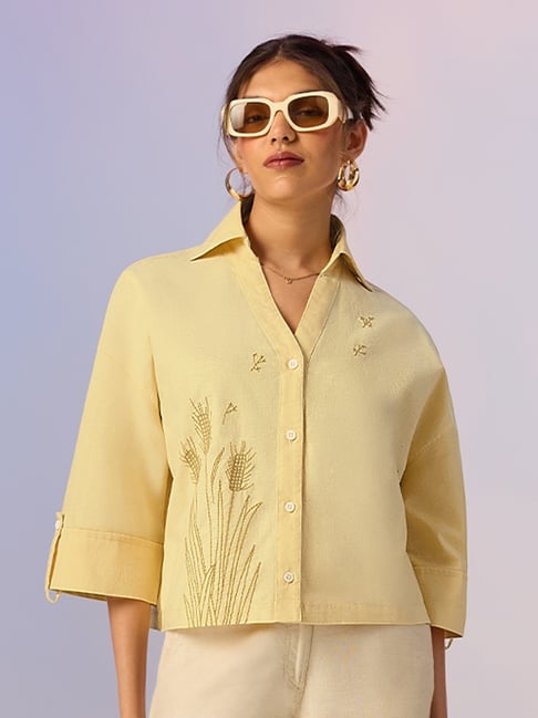 The Souled Store Yellow Embroidered Shirt-picture-24