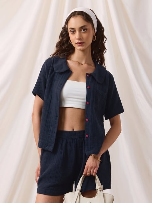 The Souled Store Navy Blue Cotton Shirt-picture-33