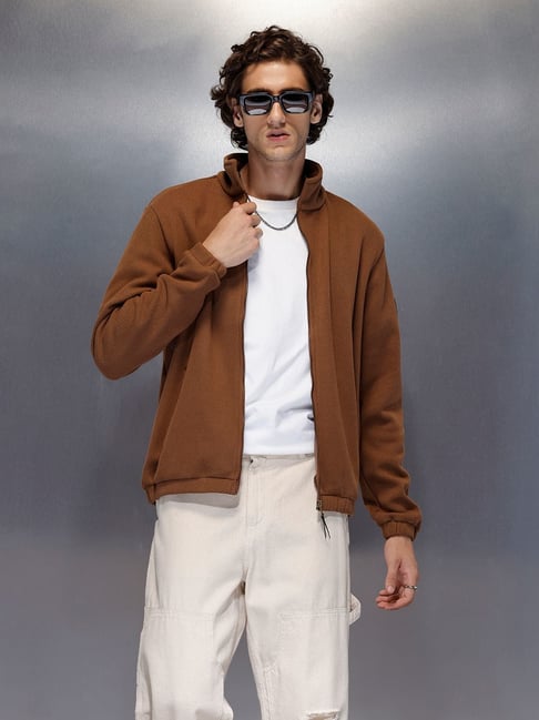 Wrogn Mens Brown Slim Solid Polyester Jacket-picture-27