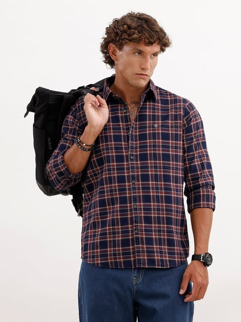 Wrogn Mens Brown Slim Checked Shirt-picture-16