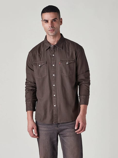 Levi's Men's Solid Slim Fit Denim Overdyed Shirt-picture-36