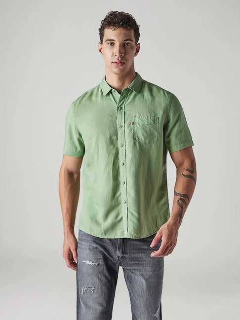 Levi's Men's Solid Slim Fit Linen Shirt-picture-16