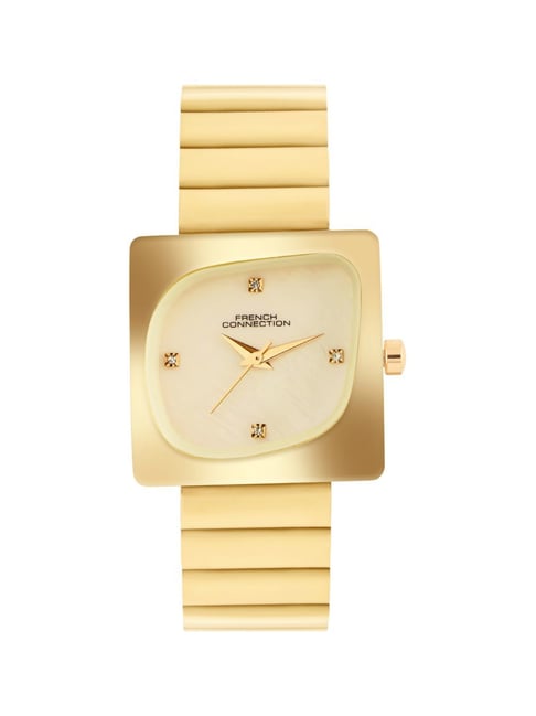 French Connection FCN0173GM Gold Strap Asymmetrical Analog Watch For Women's-picture-35