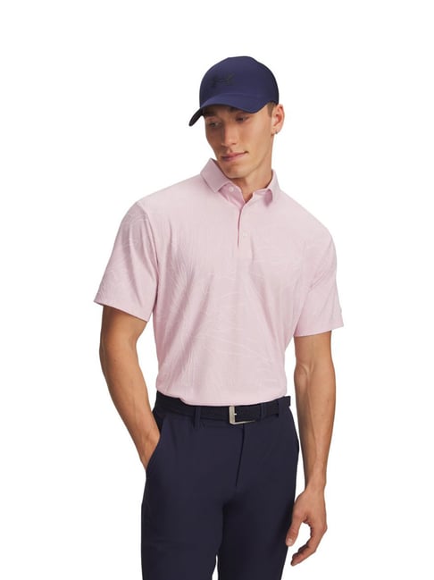 UNDER ARMOUR Pink Drive Jacquard Embroidered Relaxed Fit Polo T-Shirt-image-43