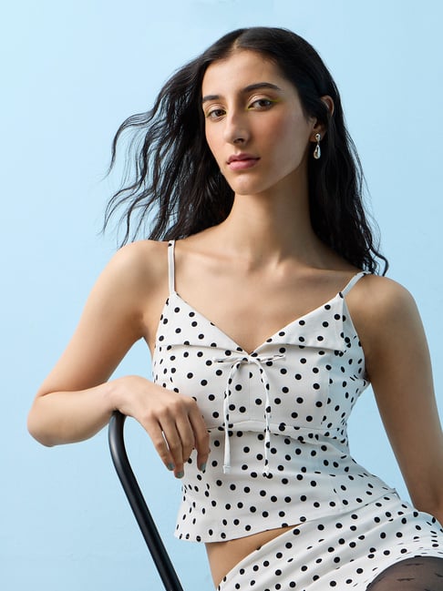 nuon women Nuon by Westside White Polka Dot Printed Top-picture-30