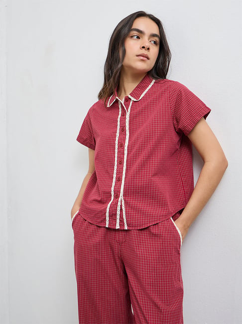 superstar by westside red checkered cotton shirt