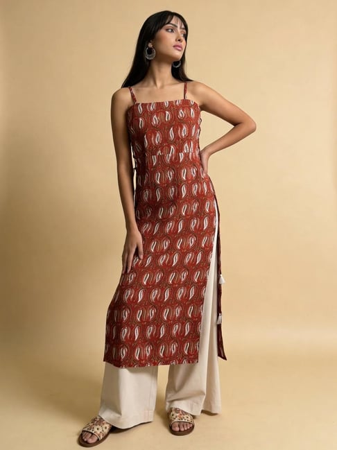 Rangita Rust Straight Fit Printed Kurti-picture-12