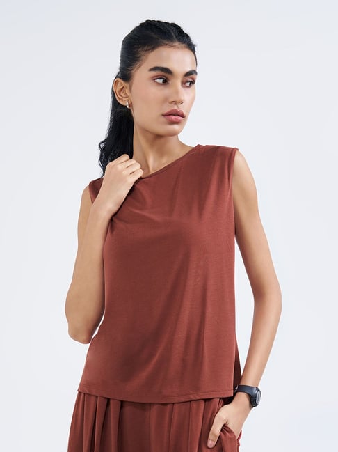Ajile By Pantaloons Madder Brown Relaxed Fit Top