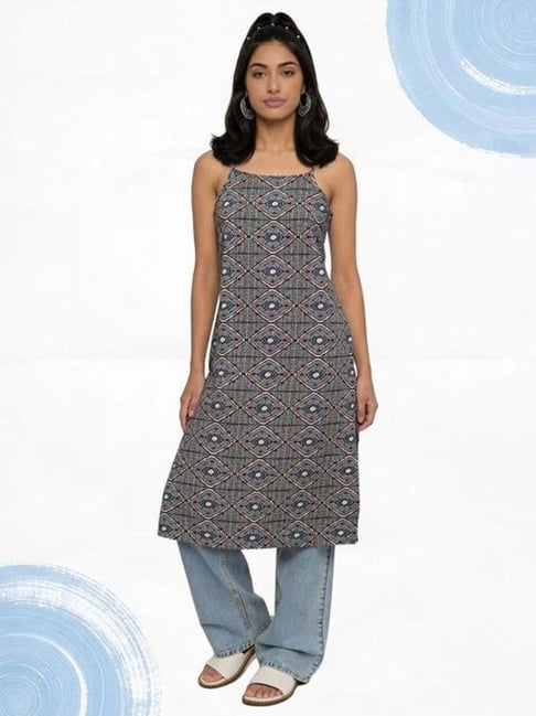 Rangita Black Cotton Regular Fit Printed Tunic-picture-19