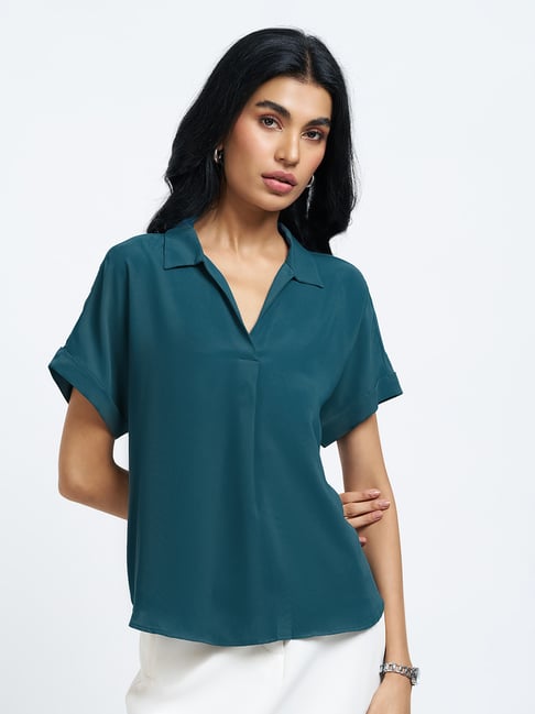 Annabelle by Pantaloons Blue Polyester Top