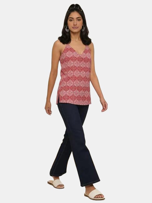 Rangita Red Cotton Regular Fit Printed Tunic-picture-25