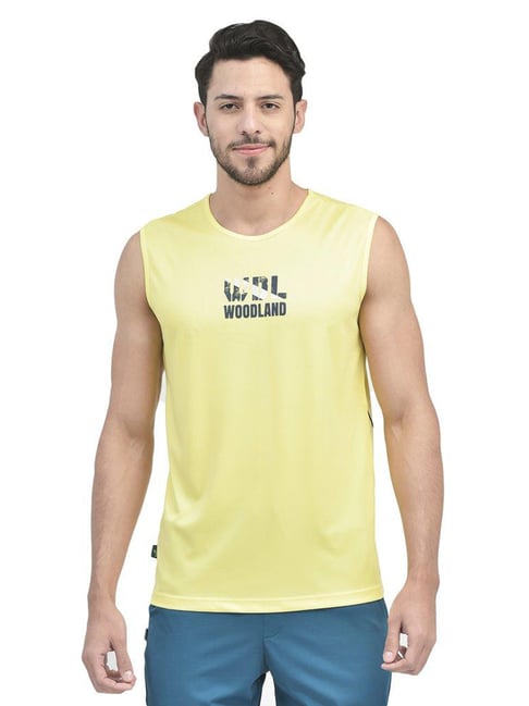 Woodland Yellow Regular Fit Textured Sports T Shirts-picture-22