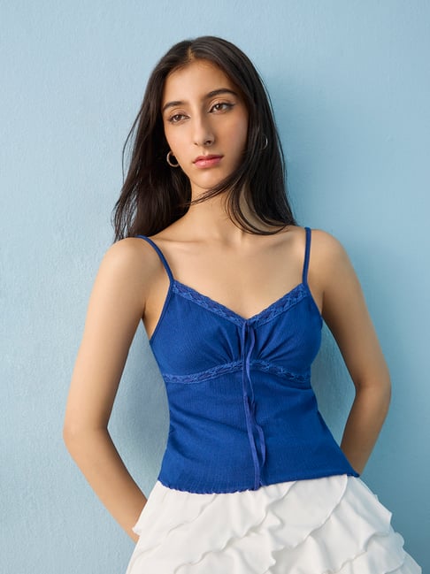 Nuon by Westside Blue Cotton-Blend Top