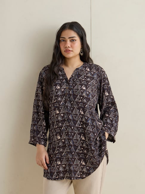 Diza by Westside Black Geometric Printed Tunic-picture-11