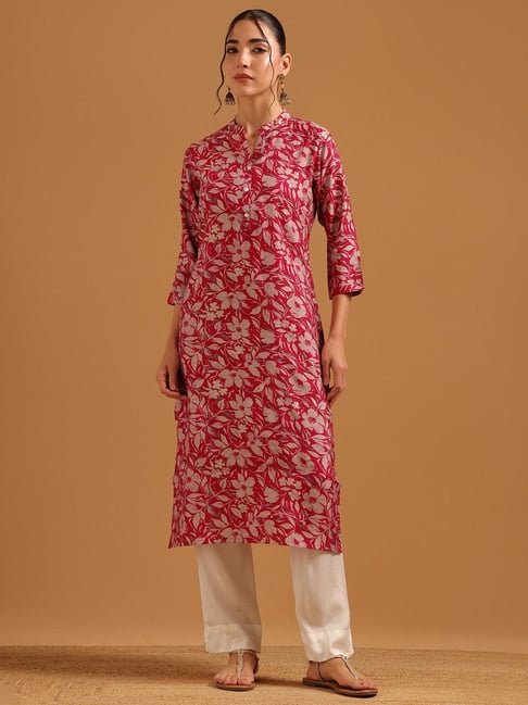 Soch Womens Fuchsia Straight Fit Printed Kurta-picture-48