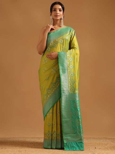 Soch Womens Yellow Regular Fit Ethnic Motifs Zari Silk Blend Saree-picture-31