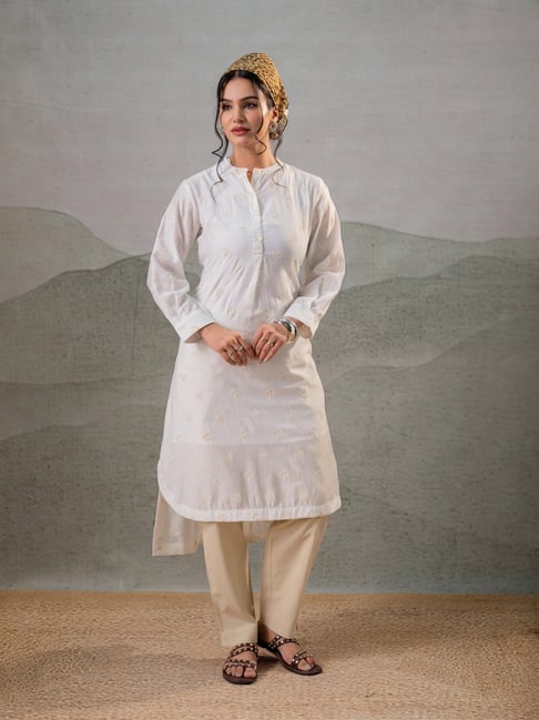 Juniper Women's White Flared Fit Embroidered Kurta-picture-42