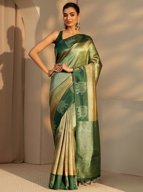 Libas Green Printed Saree With Unstitched Blouse-picture-39