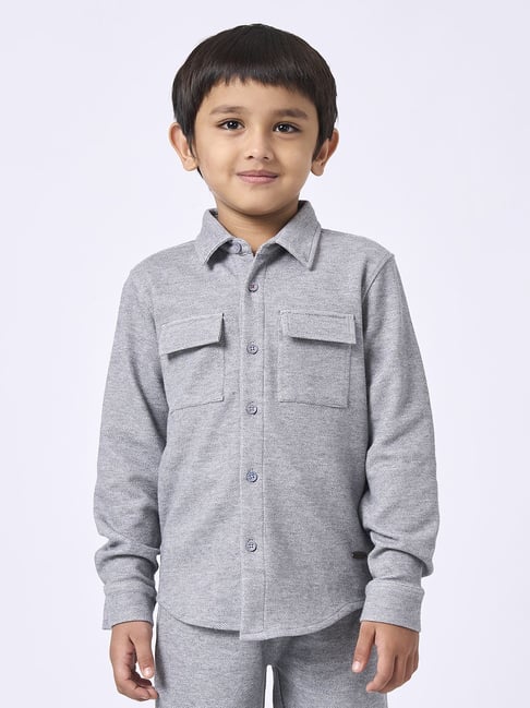 Ed-a-Mamma Grey Cotton Regular Fit Shirt-image-29
