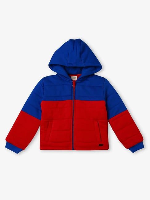 Ed-a-Mamma Red & Blue Cotton Regular Fit Color Block Jacket-image-38