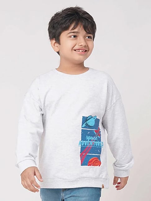 Ed-a-Mamma White Cotton Regular Fit Printed Sweatshirt-image-36