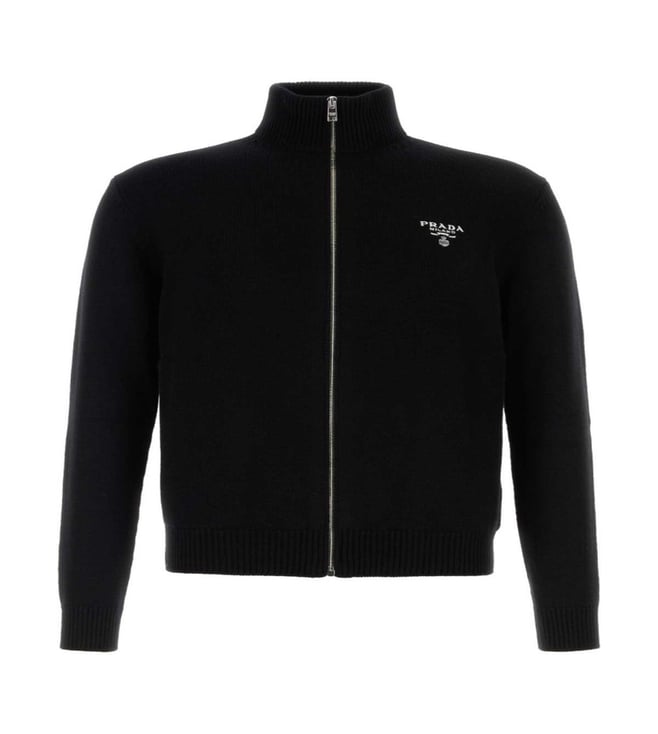 Prada Black Long Sleeves Logo Polo